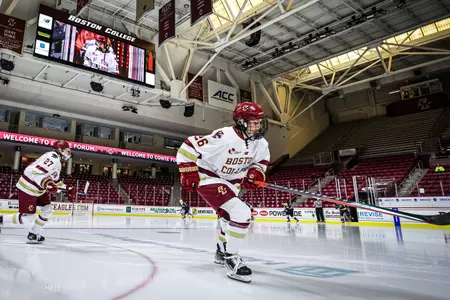 Sidney Fess skates on to the ice for warmups.