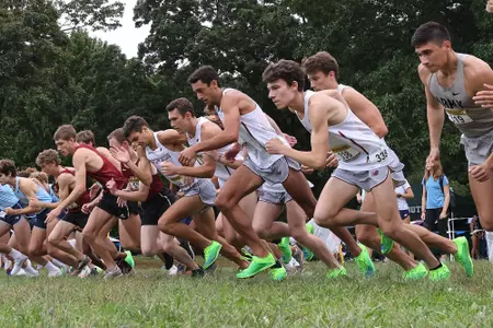 Steven Jackson (right), David Scherrer (middle right), John Wacker (middle left), and Eddie Tristine (left) start their run for BC at the Battle in Beantown