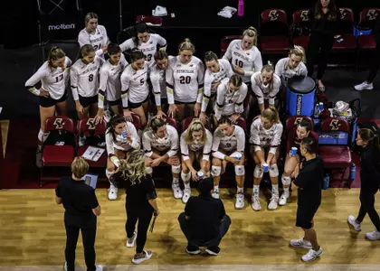BC/Hartford game photo of BC Volleyball team