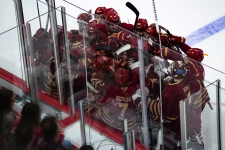 BC celebrates an OT win at Sacred Heart