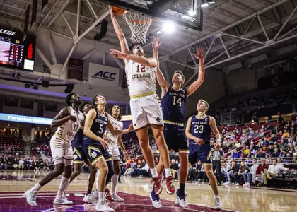 Quinten Post scores at the rim for Boston College in an earlier win over Notre Dame