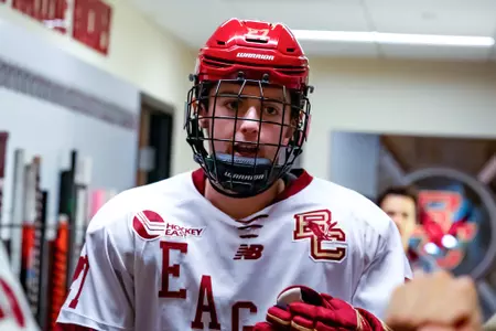 Connor Joyce heads to the ice at Conte Forum