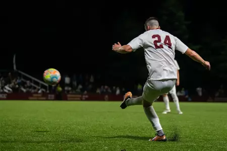 Ted Cargill takes a free kick against Pitt