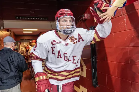 Mike Posma heads out to the ice before LIU