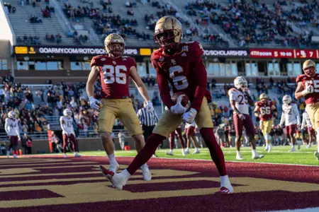 Jaedn Skeete celebrating the touchdown