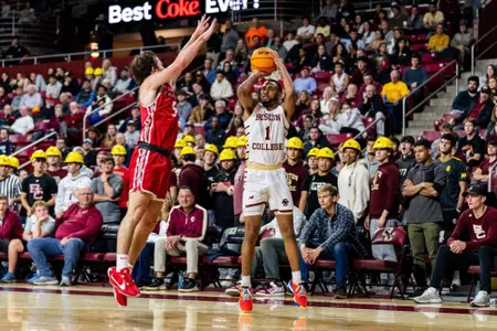 Boston College's Claudell Harris Jr. attempts a jump shot