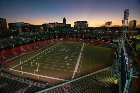 Fenway Park set up for football game.