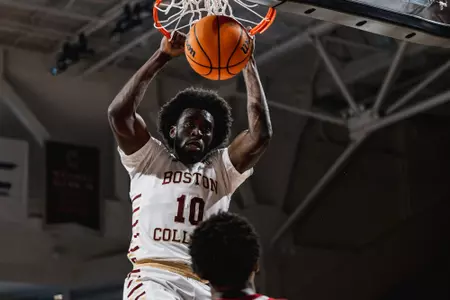 Boston College's Prince Aligbe dunks