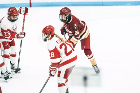 Gaby Roy in action in front of the BU net.