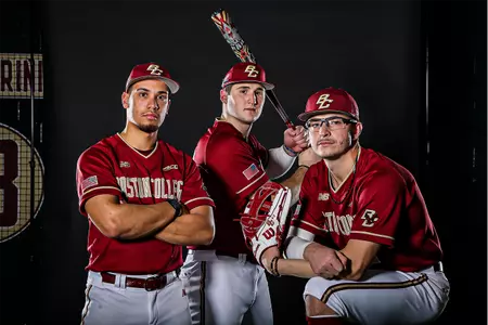 Posed photo of Cameron Leary, Joe Vetrano, Travis Honeyman from 2023 production day.