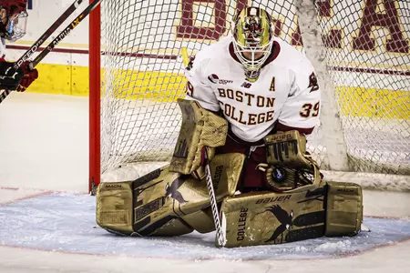 Abby Levy makes a save against Northeastern.