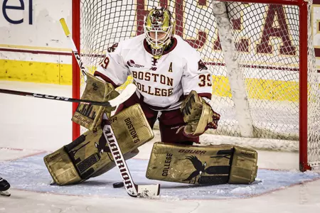Abbey Levy makes a stick save in the crease.