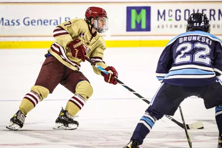 Aidan Hreschuk skates against Maine