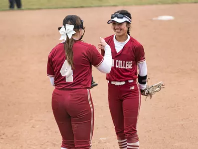 Abby Dunning and Kali Case during game against Hofstra