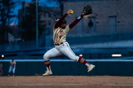 Abby Dunning pitches vs. UMass