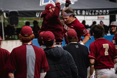 Daniel Baruch home run celebration at UNC Asheville