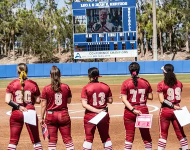 BC Softball stands for national anthem before game against FGCU