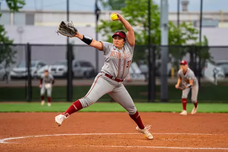 Sofia Earle pitches during game against Louisville