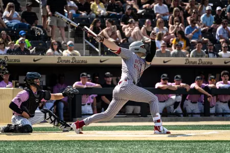 Joe Vetrano follows through on a single at Wake Forest.