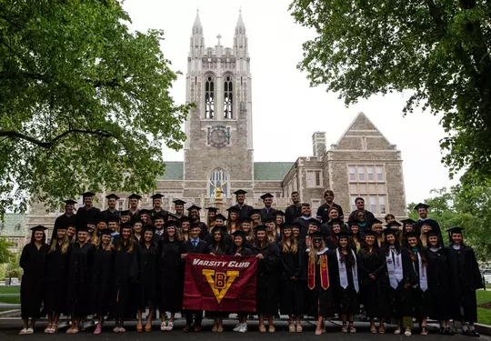 BC Student Athletes with Varsity Club Flag