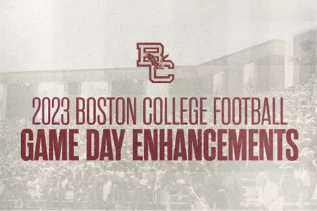 Graphic image with text BC Football Gameday Enhancements