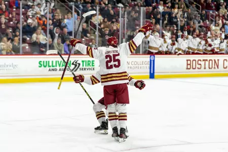 Jamie Armstrong celebrates a goal vs. Providence