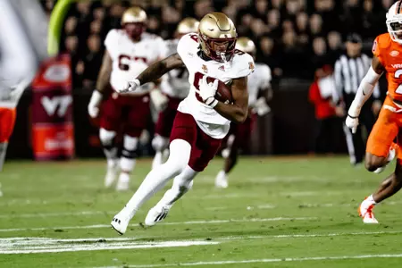 Jerand Bradley turns up field after a catch at Virginia Tech.