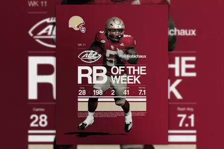 Graphic ft. Kye Robichaux and text "ACC Running Back of the Week"