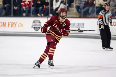 Aidan Hreschuk skating against UConn