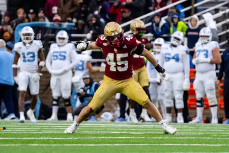 Joe Marinaro pumps his fist in celebration against UNC.