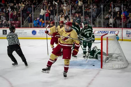 Mike Posma celebrating in win over Dartmouth