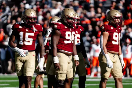 A picture of the defensive line against Syracuse.