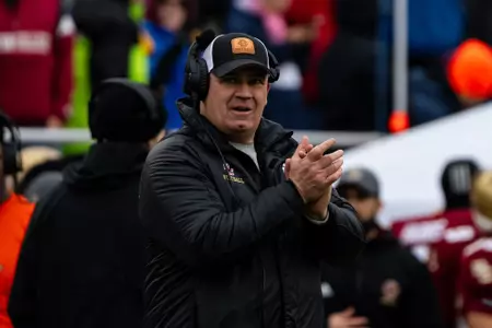Bill O'Brien claps his hands on the sideline during the UNC game.