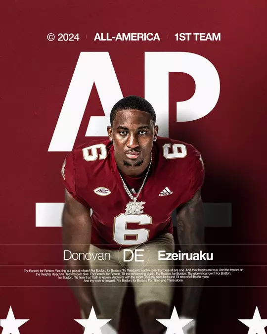 Graphic ft. Donovan Ezeiruaku w/ text "AP All-America First Team"