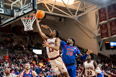 BC's Donald Hand Jr. drives to the basket against SMU