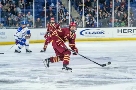 Gabe Perreault skating against UMass Lowell