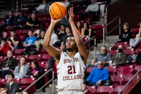 Boston College's Devin McGlockton connects on a corner 3-pointer vs. Louisville