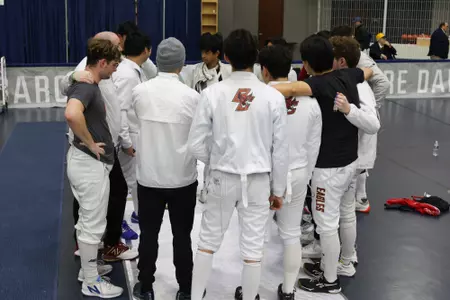 Fencing Team Huddle at ACC Champs