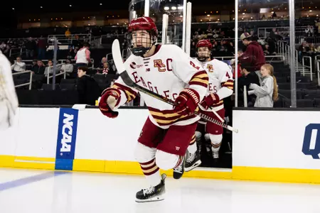 Eamon Powell takes the ice vs. Quinnipiac.