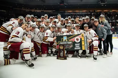 BC players with the winning ticket to the Frozen Four.