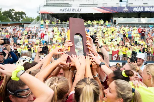 BC players hoist the National Championship trophy.