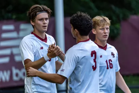 Ask Ekeland celebrates goal against Iona
