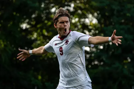 Ask Ekeland celebrating goal against Iona