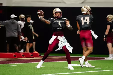 Thomas Castellanos throws during practice on day three of camp.