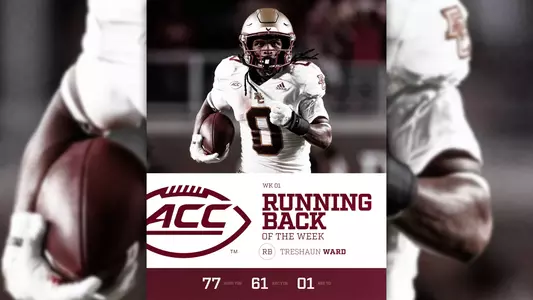 Graphic ft. Treshaun Ward and text "ACC Running Back of the Week"