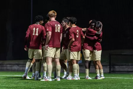 Men's Soccer celebration against Syracuse