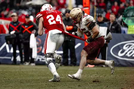 Joe Marinaro makes a tackle in the Pinstripe Bowl.