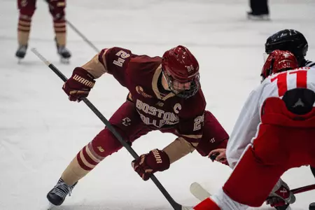 Andre Gasseau preparing for face-off against RPI