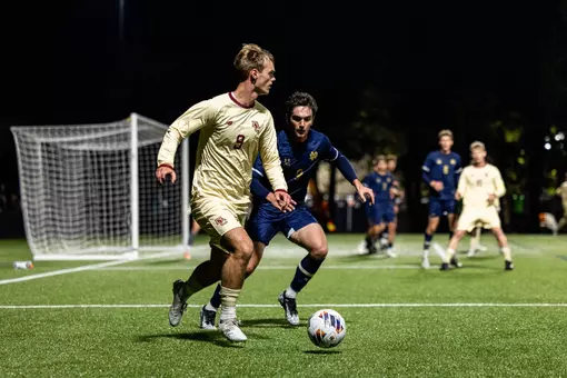 Nikolai Rojel with the ball against Notre Dame