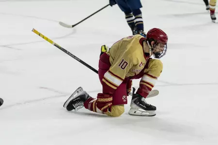 James Hagens celebrates goal against Notre Dame